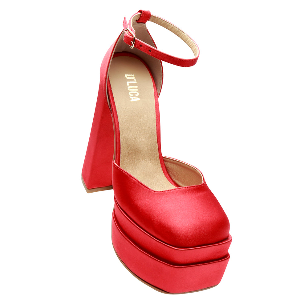 Zapatillas de Mujer Plataforma Marcelle Raso Rojo, Zapatilla
