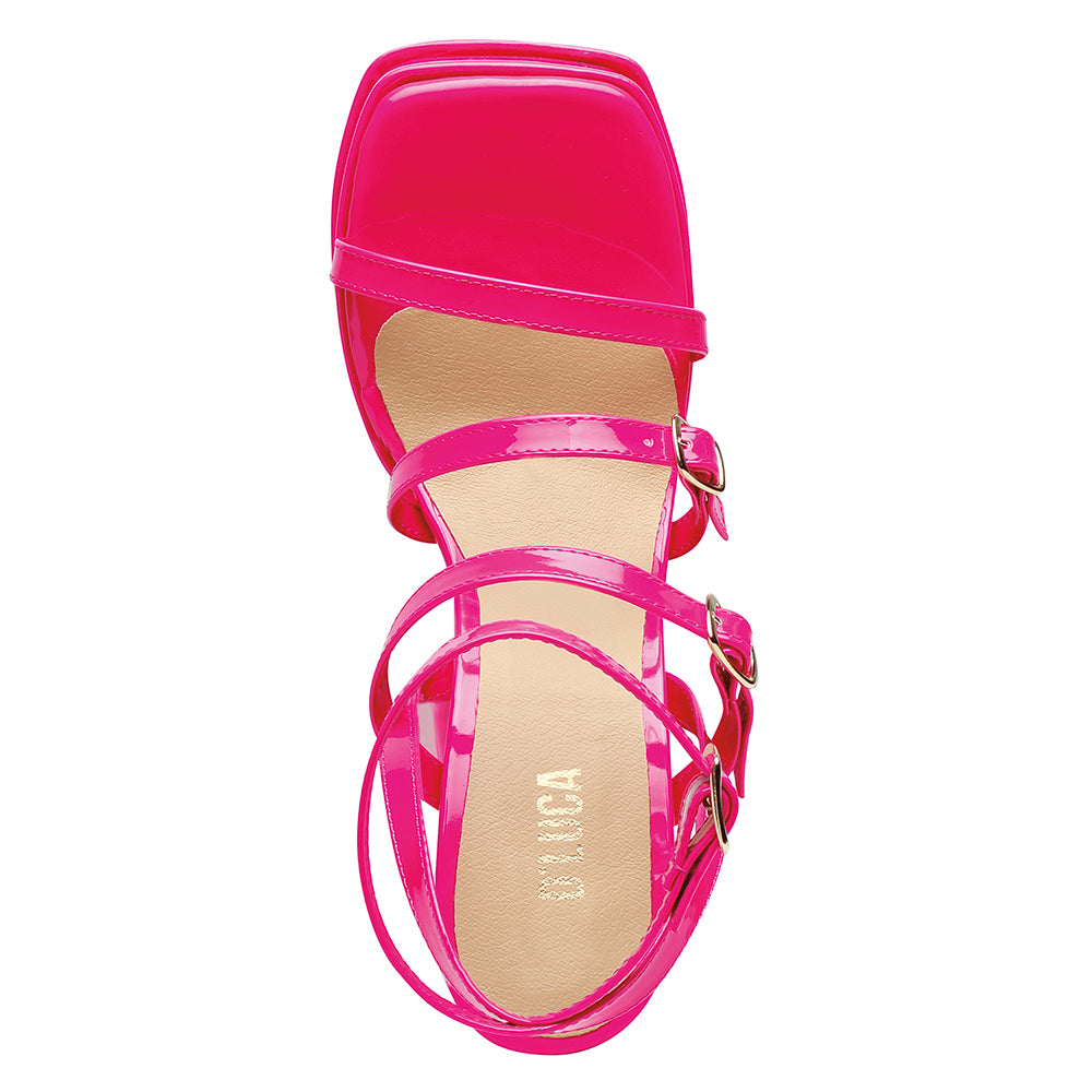 Sandalias Mujer Athena Rosa Neón con Doble plataforma