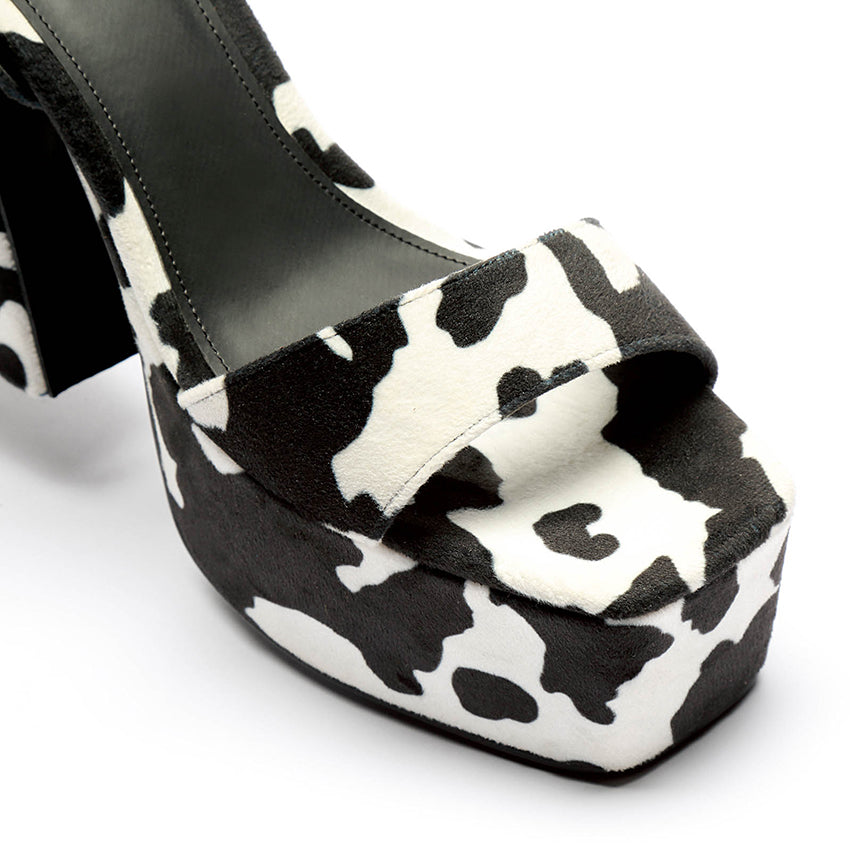 Sandalias para Mujer Connie Vaca Negra/Blanco