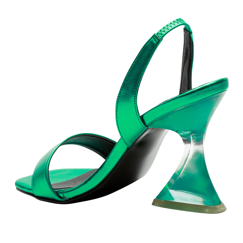 Sandalias de Mujer de Moda Mitsy Verde Metalica